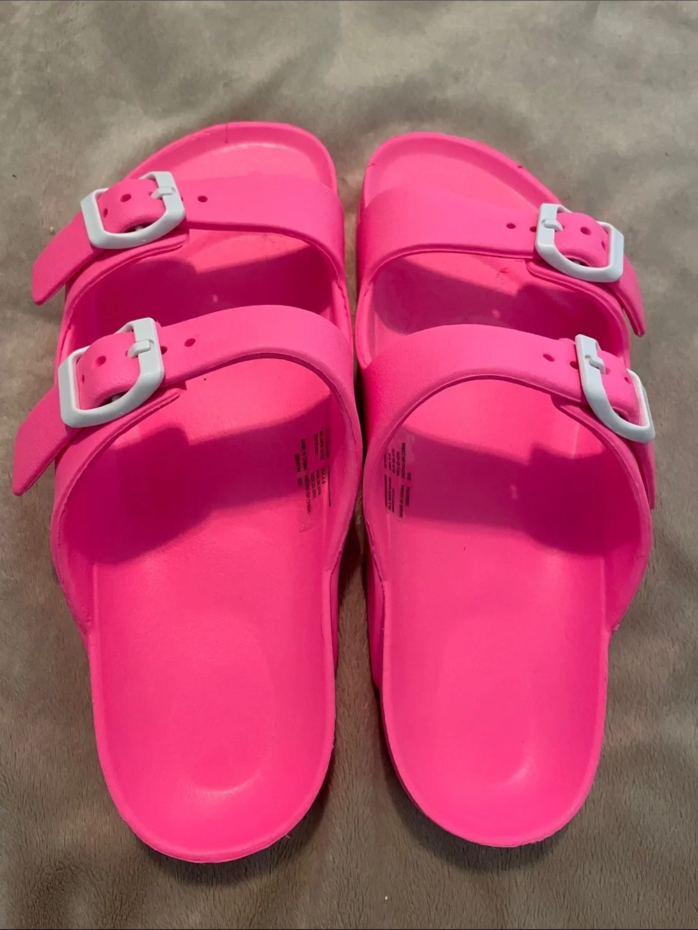 Kids Bright Pink Double-Buckle Slide Sandals